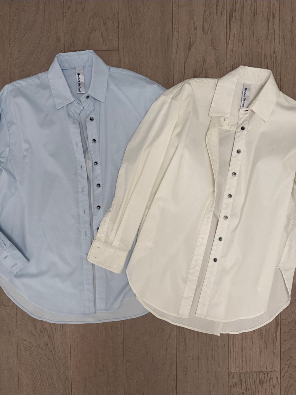 Mother Oxford - TWO Classic Cotton Button-Down Shirts - White and Light Blue